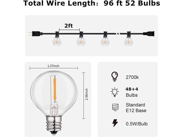 HISTAR 96FT LED Outdoor String Lights With Remote - Waterproof G40 Globe Lights, 52 Dimmable Shatterproof Bulbs for Patio, Backyard, Balcony,...