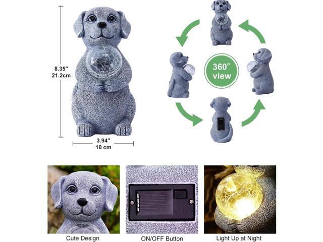 Solar Dog Garden Statues - 8.4 'Dog Decor with Gazing Ball Solar LED Lights, Unique Gifts for Mom Grandma Birthdays, Outdoor Decor for Outside Lawn...