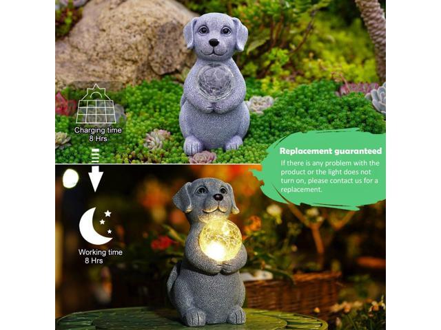 Solar Dog Garden Statues - 8.4 'Dog Decor with Gazing Ball Solar LED Lights, Unique Gifts for Mom Grandma Birthdays, Outdoor Decor for Outside Lawn...
