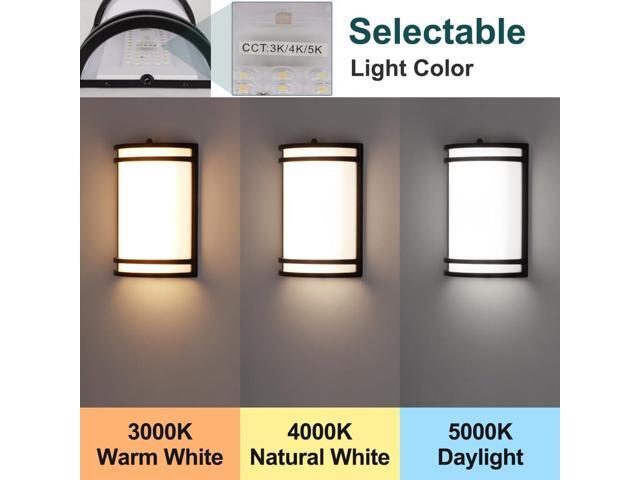 Dusk-to-Dawn LED Wall Sconce, 3000K/4000K/5000K 3-Color Adjustable, 15W 1200lm 120V, Half-Cylinder Outdoor Wall Lights for House, Aluminum Frame,...