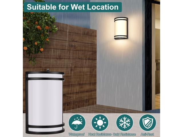 Dusk-to-Dawn LED Wall Sconce, 3000K/4000K/5000K 3-Color Adjustable, 15W 1200lm 120V, Half-Cylinder Outdoor Wall Lights for House, Aluminum Frame,...