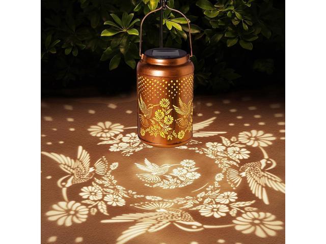 Hummingbird Solar Lantern Outdoor Waterproof Birthday Gifts for Women Mom Grandma Garden Decor Hanging Solar Lights Metal Garden Decorative Outside...