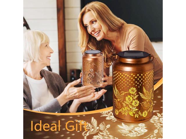 Hummingbird Solar Lantern Outdoor Waterproof Birthday Gifts for Women Mom Grandma Garden Decor Hanging Solar Lights Metal Garden Decorative Outside...