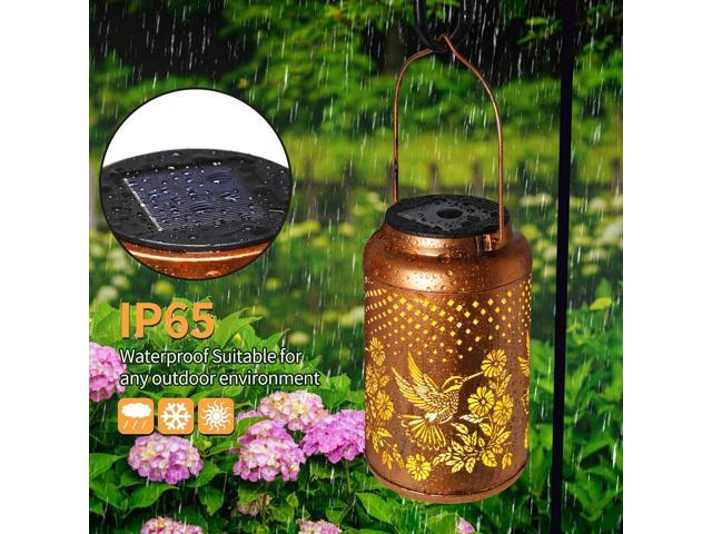 Hummingbird Solar Lantern Outdoor Waterproof Birthday Gifts for Women Mom Grandma Garden Decor Hanging Solar Lights Metal Garden Decorative Outside...