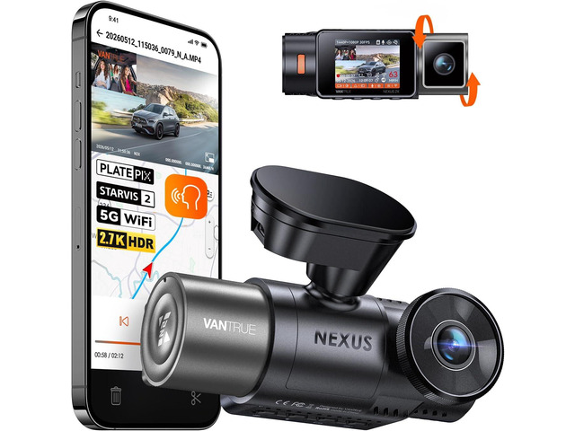 Vantrue N2X 2.7K Dash Cam Front and Inside, 5G WiFi Dual Dash Camera for Car with HDR IR Night Vision, STARVIS 2, GPS, 2.5K/60FPS, G-Sensor, 24/7...