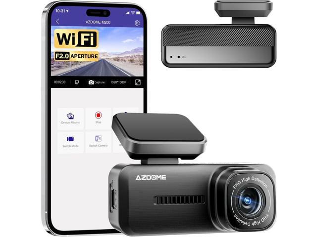 AZDOME M200 Mini Dash Cam WiFi Dashcam - Single Channel Dash Cam for Broad Road Coverage - Built-in WiFi - Full HD Resolution - Parking Monitor -.