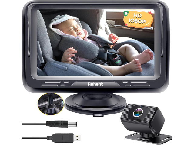 Rohent Car Camera for Baby USB: Plug and Play Easy to Install Crystal Night Vision Wide View Angle for Newborn Infant Safety