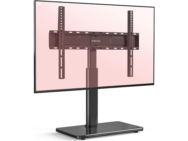 Swivel Universal TV Stand for 32-75 inch TVs with Tilt Down/Up, 8 Levels Height Adjustable Table Top TV Mount Stand with Stable Heavy Duty Tempered...