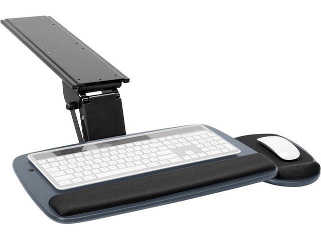 Mount-It! Under Desk Keyboard Tray, Adjustable Slide-Out Keyboard, Blue