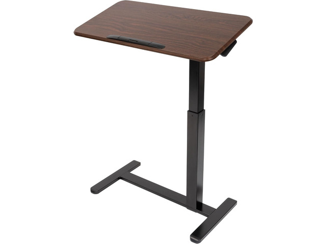 Mount-It! Overbed Table with Wheels, Tilting Adjustable Height Walnut