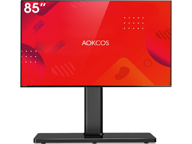 Universal Swivel TV Stand Table Top Mount Stand for 43 to 85 inch TVs, 8 Level Height Adjustable with Tilting, Heavy Duty Tempered Glass Base,...