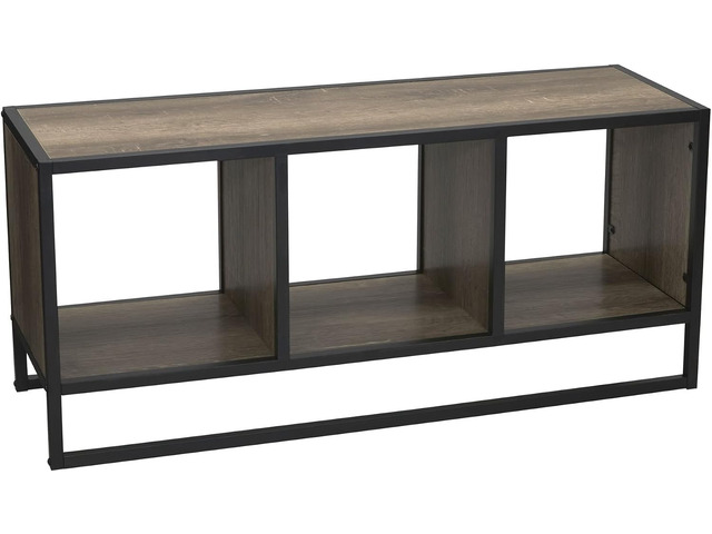 Household Essentials Ashwood & Iron Cube TV Console with Rustic Grain