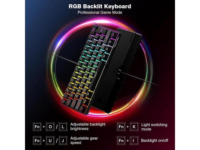 Snpurdiri 60% Wired Gaming Keyboard, RGB Backlit Ultra-Compact Mini Keyboard, Waterproof Small Compact 61 Keys Keyboard for PC/Mac Gamer, Typist,...
