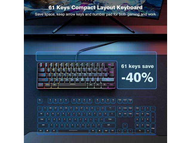 Snpurdiri 60% Wired Gaming Keyboard, RGB Backlit Ultra-Compact Mini Keyboard, Waterproof Small Compact 61 Keys Keyboard for PC/Mac Gamer, Typist,...