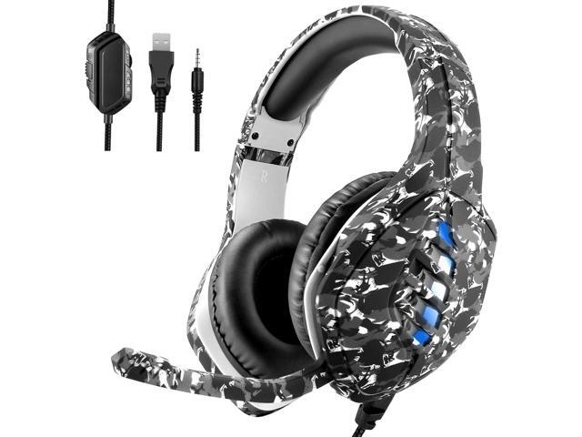 Gaming Headset with Microphone - for PC, PS4, PS5, Switch, Xbox One, Xbox Series X S - 3.5mm Jack Gamer Headphone with Noise Canceling Mic (Camo...