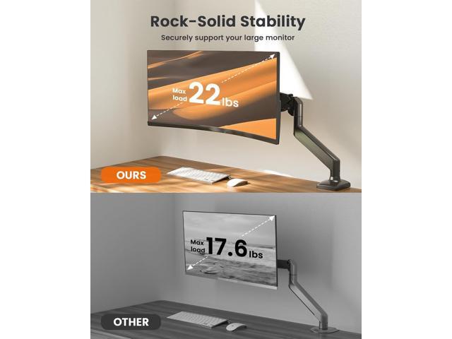 ErGear Single Monitor Arm for 13-32 inch Screens, Adjustable Gas Spring Monitor Mount Holds up to 22 lbs, Computer Monitor Stand with VESA Mount,...