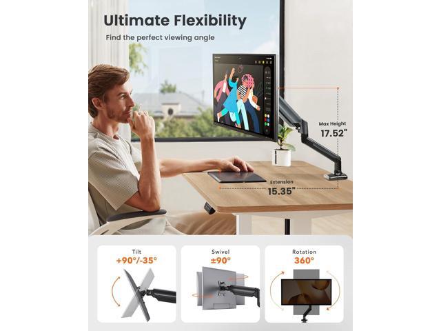 ErGear Single Monitor Arm for 13-32 inch Screens, Adjustable Gas Spring Monitor Mount Holds up to 22 lbs, Computer Monitor Stand with VESA Mount,...