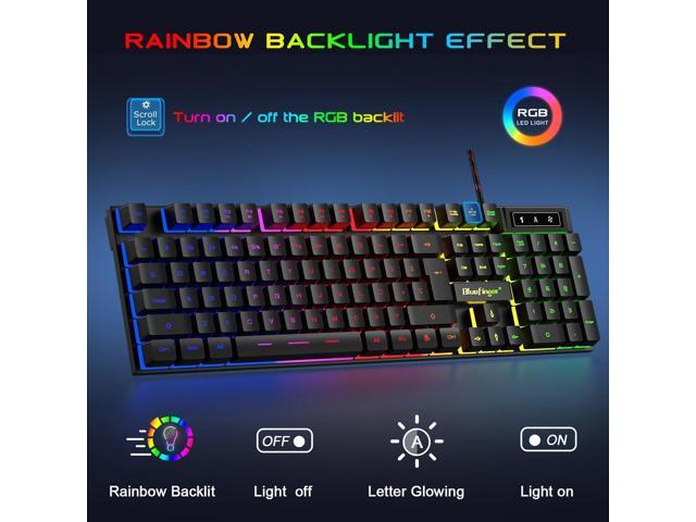 RGB Gaming Keyboard and Backlit Mouse and Headset Combo,USB Wired Backlit Keyboard,LED Gaming Keyboard Mouse Set,Headset with Microphone for Laptop...