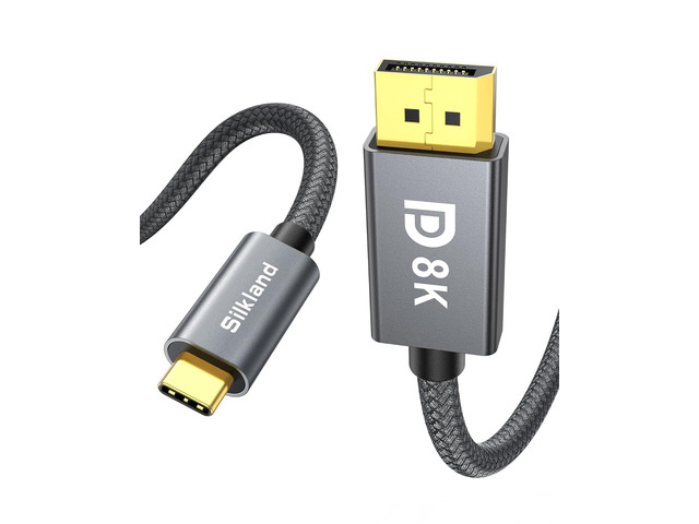 Silkland USB C to DisplayPort 1.4 Cable Thunderbolt 4/3 to DisplayPort 6.6FT [8K@60Hz, 4K@144Hz, 2K@240Hz] C to DP, 32.4Gbps Compatible for MacBook...