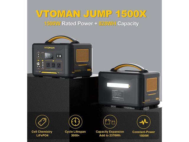 VTOMAN Jump 1500X Portable Power Station with Expansion Battery, 1500W/2376Wh Durable LiFePO4 Power Station with 1500W Constant-Power, Regulated...