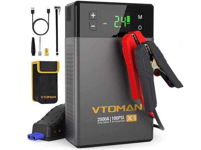 VTOMAN X1 Car Jump Starter with Air Compressor, 2500A Battery Starter with 100PSI Digital Tire Inflator, 12V Lithium Jump Box, LIFEBMS Car Battery...