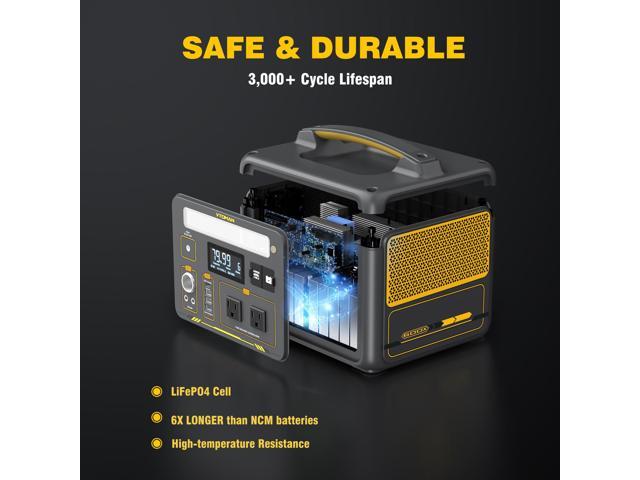 VTOMAN 600W Portable Power Station, LFP Battery Powered Generator with 2x 600W AC Outlets (Surge 1200W), 4x USB ports, 3x DC Output for Outdoor...