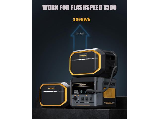 VTOMAN FlashSpeed 1500 Extra Battery 1548Wh for FlashSpeed 1000 & 1500 Power Station, LiFePO4 (LFP) Backup Expansion Battery with BMS Protection