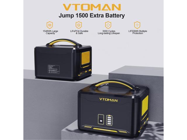 VTOMAN Jump 1500 Extra Battery 1548Wh, Backup LiFePO4 (LFP) Battery with BMS Protection Jump 1000 & Jump 1500X & Jump 1800 Power Station