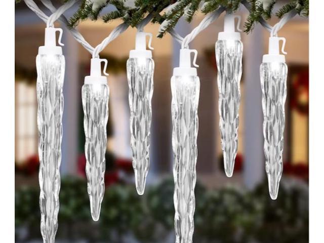 Photos - LED Strip Gemmy Lightshow 24-Count Multi-function White Icicle LED Plug-In Christmas