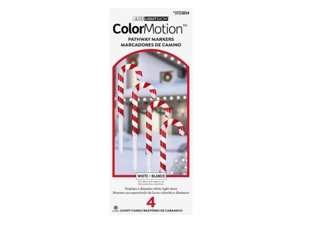 Photos - LED Strip Gemmy Lightshow 4-Marker White Candy Cane Christmas Pathway Markers 110604