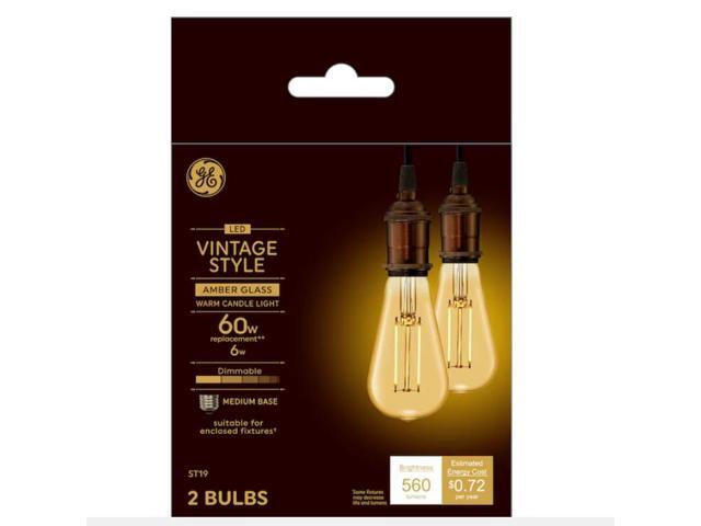 GE 60-Watt EQ ST19 Warm Candlelight Medium Base (e-26) Dimmable LED Light Bulb (2-Pack)Item #952489 Model #93130297
