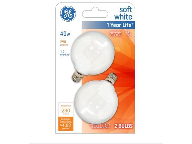 GE Classic 40-Watt EQ G16.5 Soft White Candelabra Base (e-12) Dimmable Incandescent Light Bulb (2-Pack)Item #932613 Model #93130719