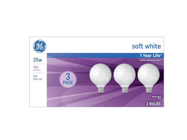 GE Classic G25 Soft White Medium Dimmable Light Bulb (3-Pack)Item #930127 Model #93130887