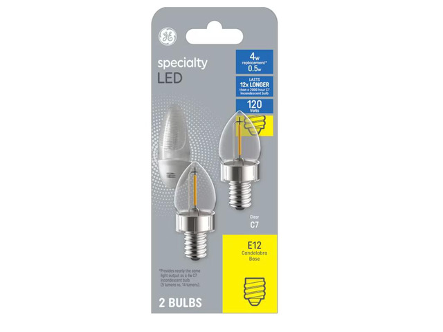 GE Specialty LED 4-Watt EQ C7 Soft White Candelabra Base (E-12) LED Light Bulb (2-Pack)Item #821416 Model #93129196