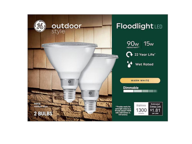 GE Outdoor Style 90-Watt EQ PAR38 Warm White Medium Base (E-26) Dimmable LED Light Bulb (2-Pack) Item #5189150 Model #93130663