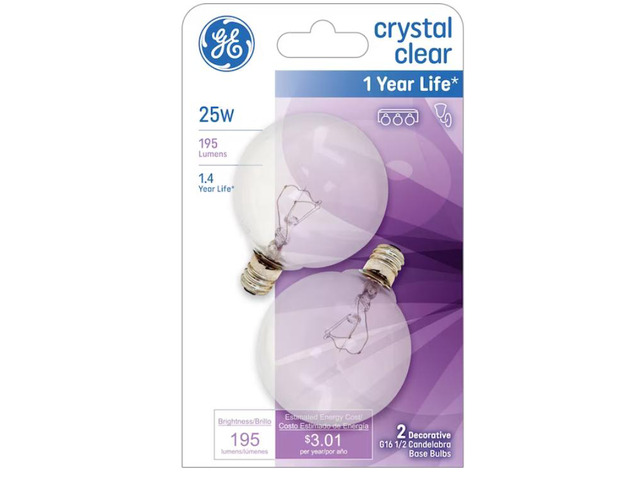 GE Classic 25-Watt EQ G16.5 Soft White Candelabra Base (e-12) Dimmable Incandescent Light Bulb (2-Pack) Item #946370 Model #93130622