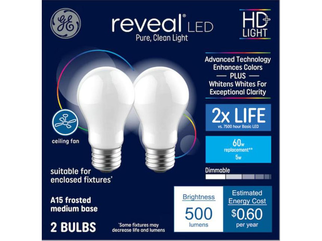 GE Reveal HD 60-Watt EQ A15 Color-enhancing Medium Base (e-26) Dimmable LED Ligh