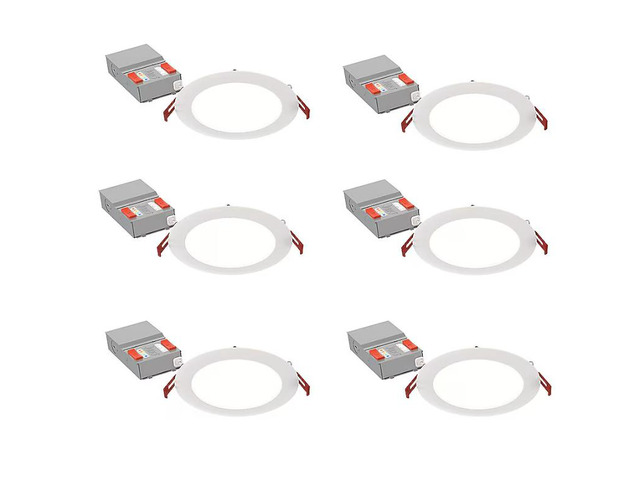 Juno Matte 6-in 1050-Lumen Switchable Round Dimmable LED Canless Wet Rated Recessed Downlight (6-Pack) Item #5375309 Model #WF6ALO20SWW5CP6MW