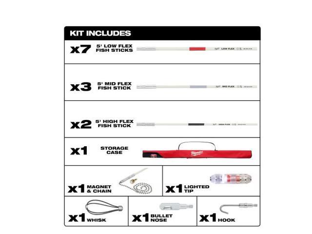 Milwaukee 60 ft. Fiberglass Fish Stick Low/Mid/High Flex Combo Kit with Accessories
