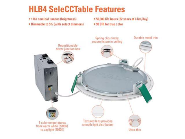 HALO Matte White 8-in 1761-Lumen Switchable Round Dimmable LED Canless Wet Rated Recessed Downlight Item #5036687 Model #HLB8169FS1EMWR