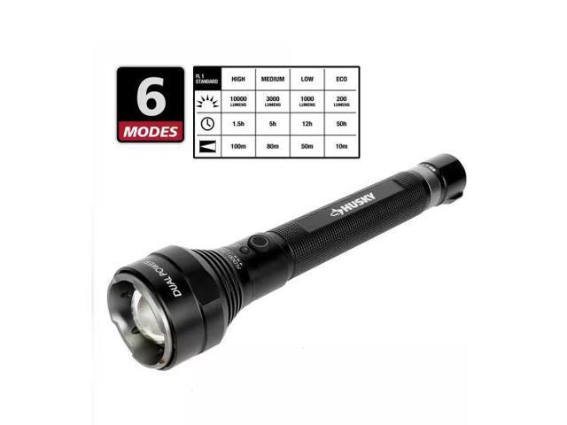 Husky 10000 Lumens Dual Power Focusing Aluminum Rechargeable Flashlight # 91307 # 1010865346