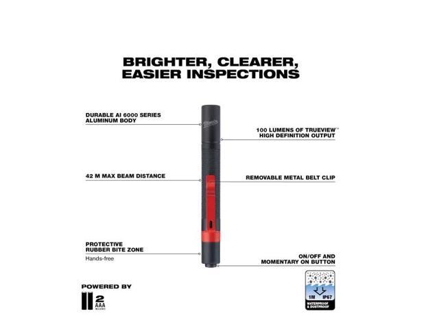 Milwaukee 100 Lumens Aluminum Pen Light with Clip # 2105 # 1002583468