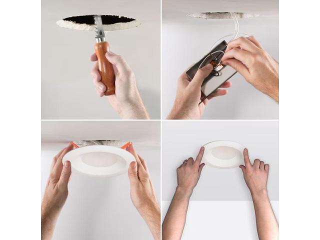 HALO White 6-in 800-Lumen Switchable Round Dimmable LED Canless Wet Rated Recessed Downlight Item #5036689 #LTB6089FS351EWHDMR