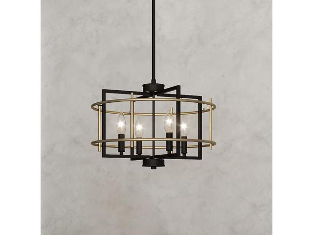 Quoizel Adler 4-Light Matte Black and Nouveau Gold Modern/Contemporary Geometric Medium Hanging Pendant Light Item #5055223 #LWS7111F
