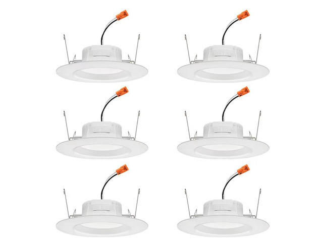 Juno RetroBasics Matte 5-in or 6-in 650-Lumen Switchable White Round Dimmable LED Canned Wet Rated Recessed Downlight (6-Pack) Item #5042424 ...
