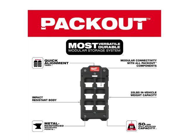 Milwaukee M12 12V Lithium-Ion XC Extended Capacity 4.0 Ah Battery 2-Pack w/PACKOUT Compact Wall Plate & M12 Battery Rack # 1009698633 # 48-11-2442PO