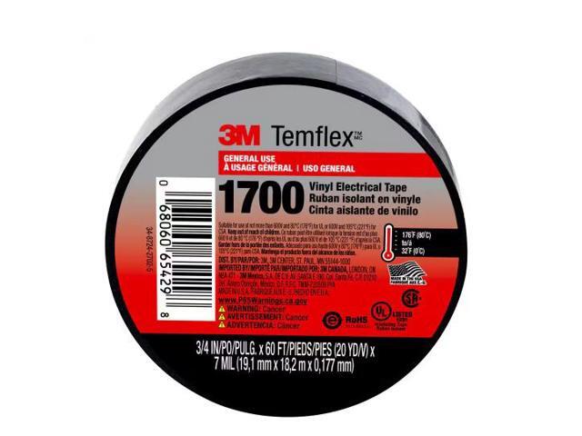 3M Temflex 3/4 in. x 60 ft. 1700 Electrical Tape Black # 1700-1PK-BB40 # 1004658377