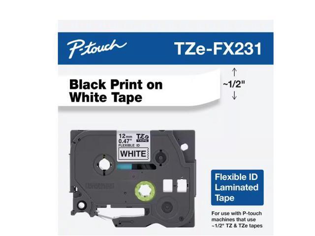 Brother .5 in. x 26-1/5 ft. Electrical Tape Black on White Cable/Wire# TZe-FX231SP # 522515