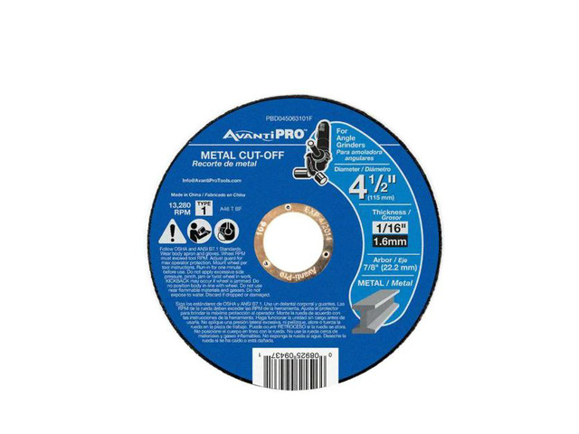 Avanti Pro 4-1/2 in. x 1/16 in. x 7/8 in. Thin Kerf Metal Cut-Off Disc # 251786 # PBD045063101F