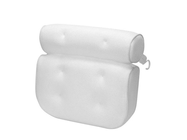 Adrinfly 13 in. Bathtub Pillow with 3D Mesh Fabric, 6 Suction Cups for Neck & Head Support in White # SNSA11-3IN352 # 1011954255